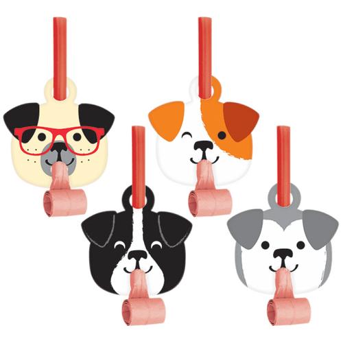 Dog Party Blowouts with Medallions 8 Pack