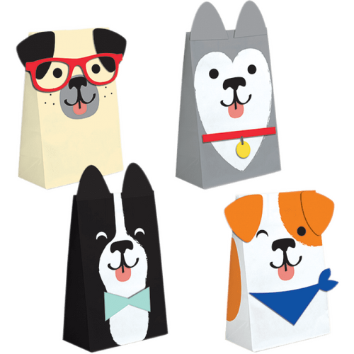 Dog Party Paper Treat Bags 20cm x 11cm 8 Pack