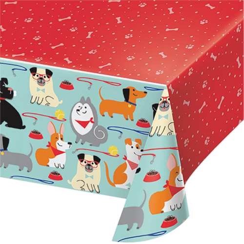 Dog Party Tablecover Plastic All Over Print 137cm x 259cm