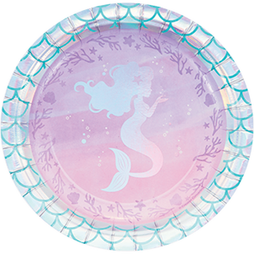 Mermaid Shine Iridescent Lunch Plates Paper 18cm 8 Pack