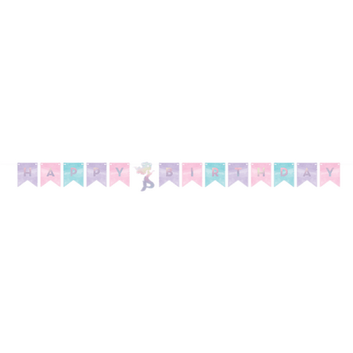 Mermaid Shine Iridescent Happy Birthday String Banner 15cm x 163cm