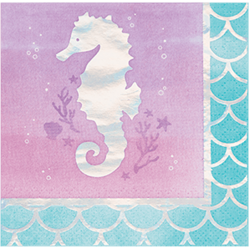 Mermaid Shine Iridescent Beverage Napkins 16 Pack