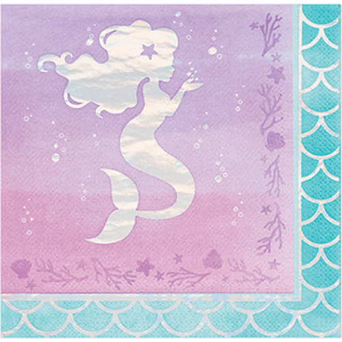 Mermaid Shine Iridescent Lunch Napkins 16 Pack