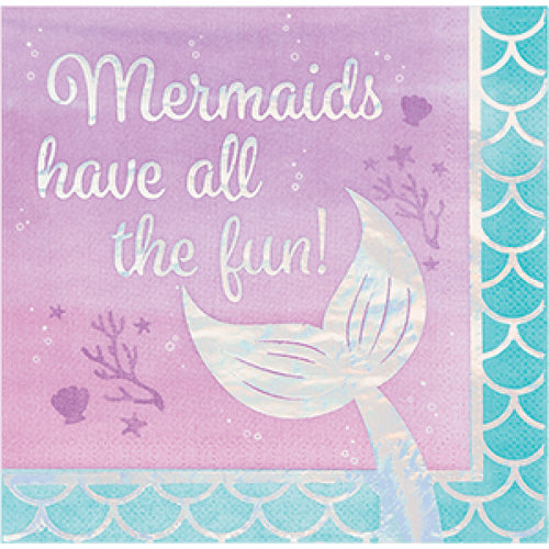 Mermaid Shine Iridescent Lunch Napkins Mermaids have all the fun 16 Pack