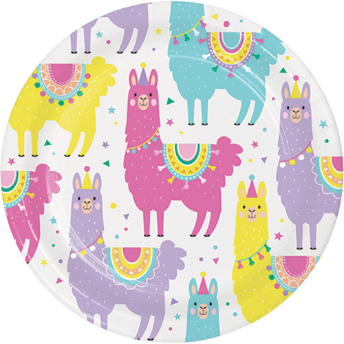 Llama Party Lunch Plates Paper 18cm 8 Pack