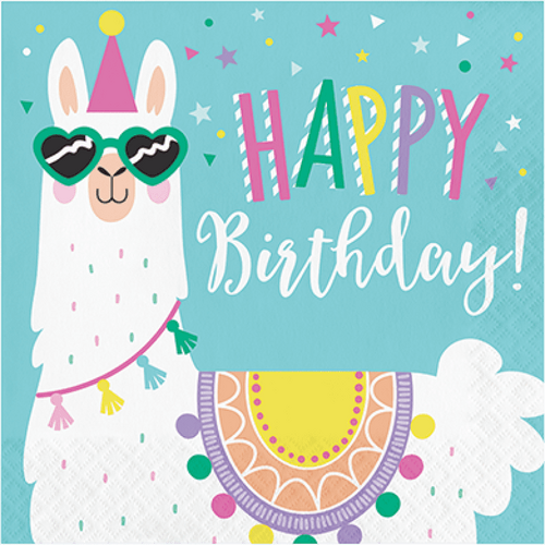 Llama Party Lunch Napkins HAPPY Birthday 16 Pack