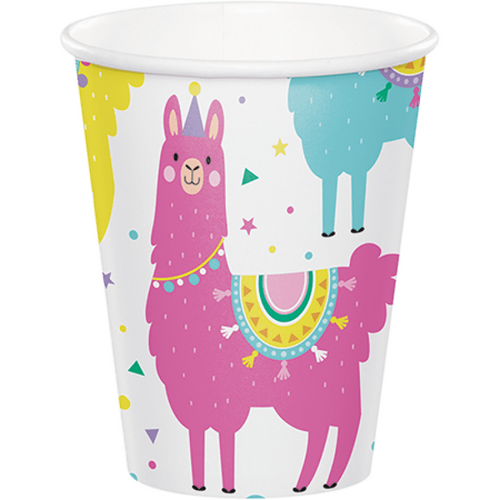 Llama Party Cups Paper 266ml 8 Pack