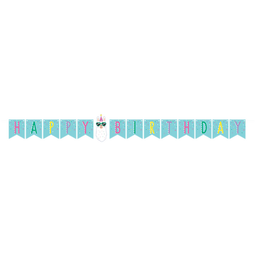 Llama Party Happy Birthday String Banner