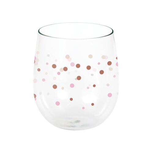 Rose All Day Stemless Wine Glass Dots Rose Gold 414ml