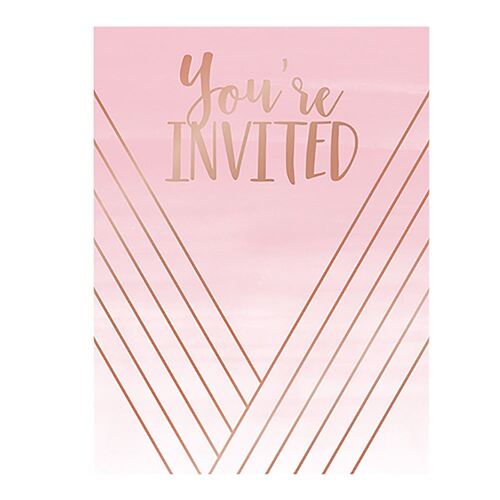 Rose All Day Invitations Postcard Style Rose Gold Foil 11cm x 15cm 6 Pack