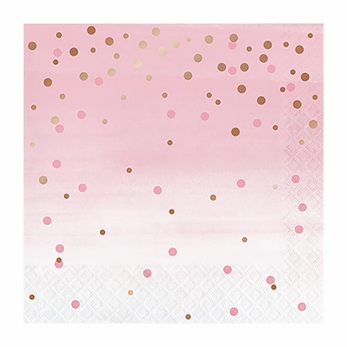 Rose All Day Lunch Napkins Dots Rose Gold Foil 16 Pack