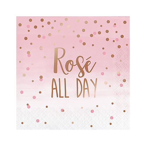 Rose All Day Lunch Napkins Rose All Day Rose Gold Foil 16 Pack