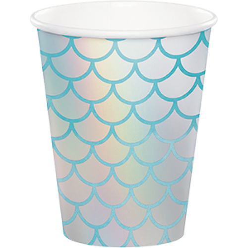 Mermaid Shine Iridescent Cups Paper 266ml 8 Pack