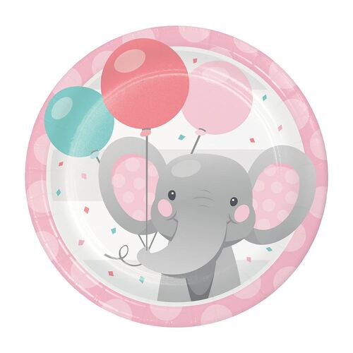 Enchanting Elephant Girl Lunch Plates Paper 18cm 8 Pack