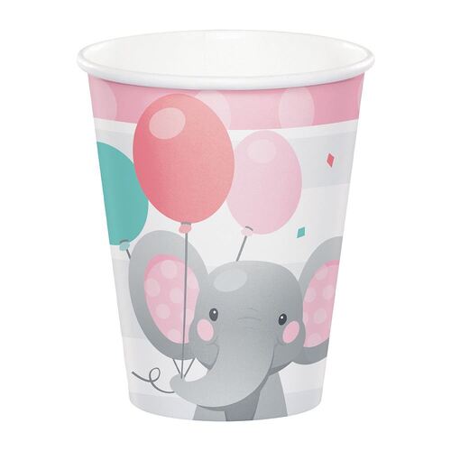 Enchanting Elephant Girl Cups Paper 266ml 8 Pack