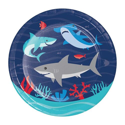 Shark Party Lunch Plates Paper 18cm 8 Pack