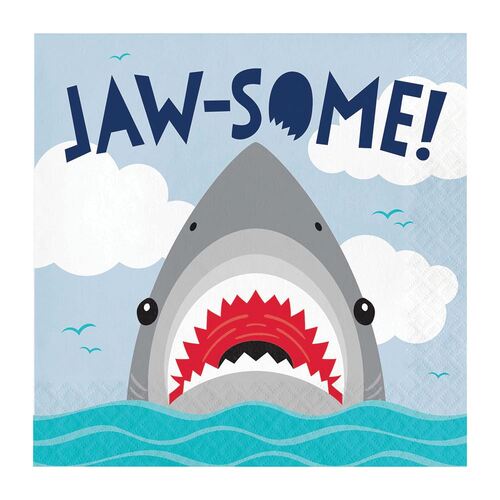 Shark Party Lunch Napkins 16 Pack
