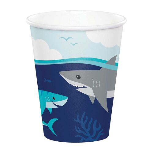 Shark Party Cups Paper 266ml 8 Pack