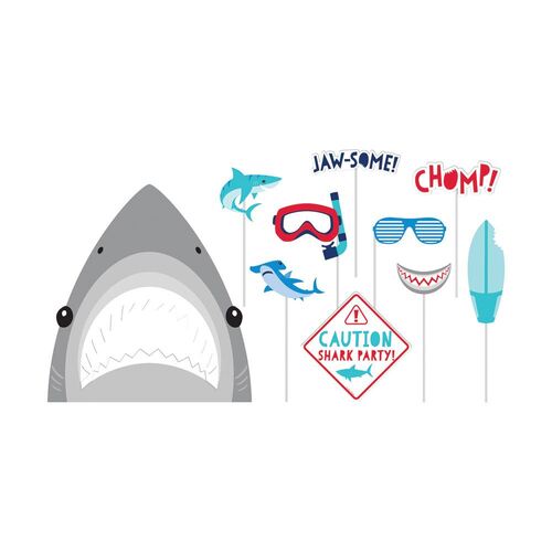Shark Party Photo Booth Props Assorted Designs 10 Pack