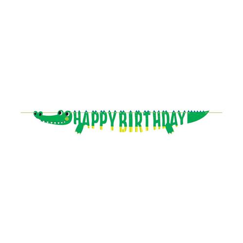 Alligator Party Shaped Ribbon Banner Happy Birthday 
