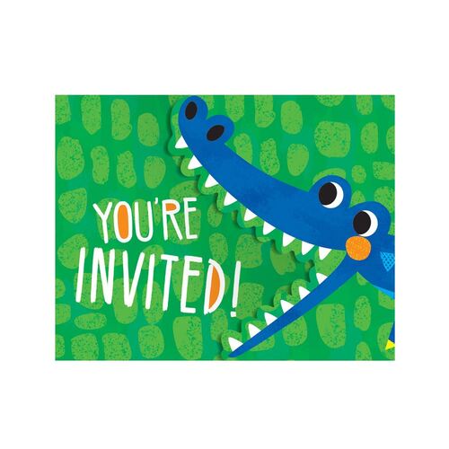 Alligator Party Invitations Gatefold 8 Pack