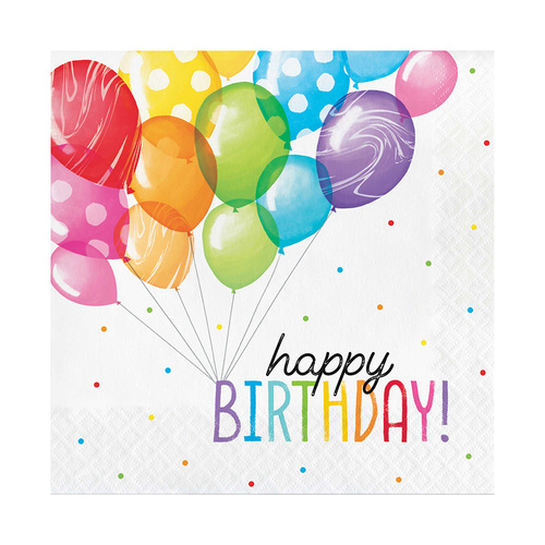 Balloon Bash Birthday Lunch Napkins 16 Pack