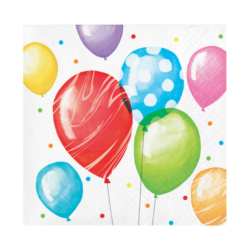 Balloon Bash Birthday Beverage Napkins 16 Pack