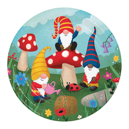 Party Gnomes Dinner Plates Paper 22cm 8 Pack