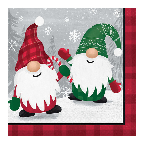 Holiday Gnomes Lunch Napkins 16 Pack