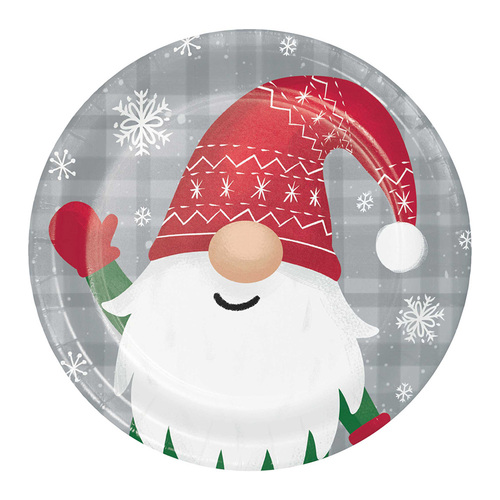 Holiday Gnomes Lunch Plates Paper 18cm 8 Pack