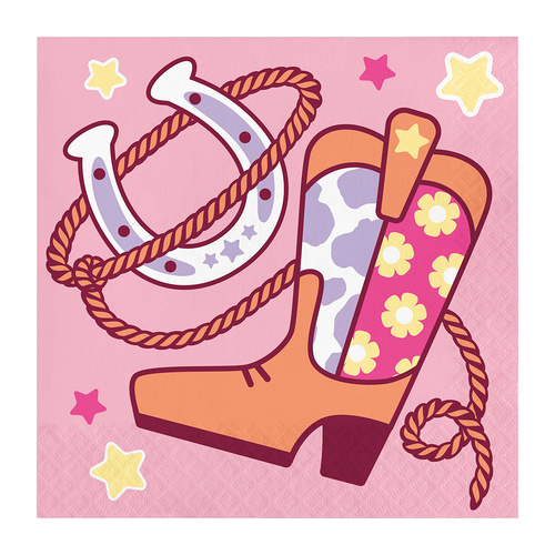 Boots and Bows Lunch Napkin 16 Pack