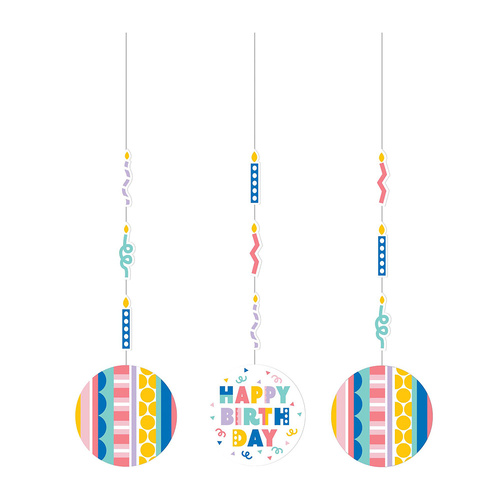 Party Patterns Hanging Cutouts 3 Pack