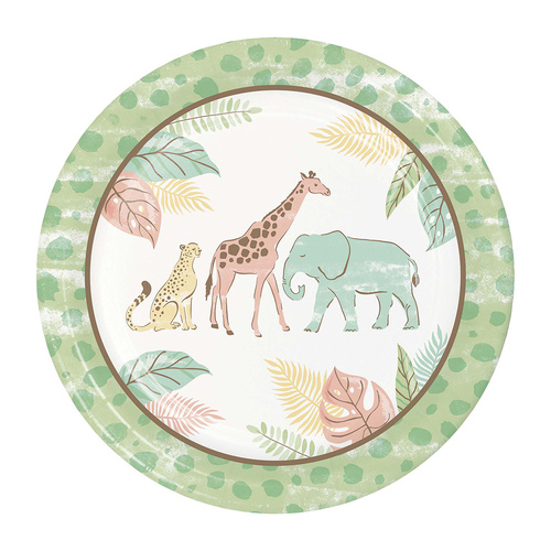 Safari Baby Round Paper Plates NPC 23cm 8 Pack