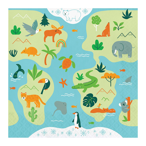 World Adventure Lunch Napkin 16 Pack
