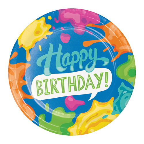 Paint Splatter Round Paper Plates NPC 23cm 8 Pack