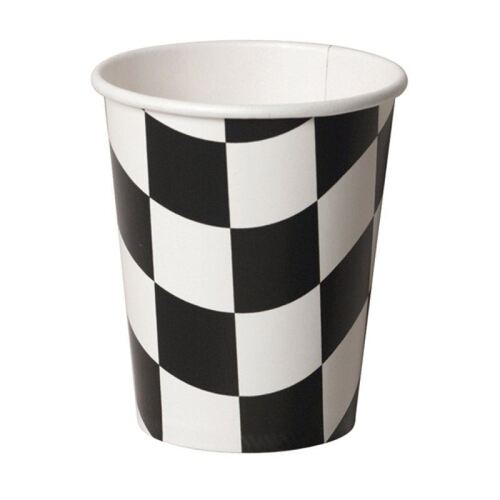 Black & White Check Cups Paper 266ml 8 Pack