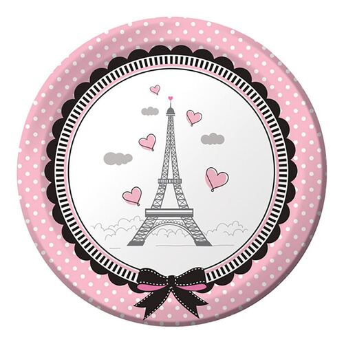 Party in Paris Lunch Plates Paper 18cm 8 Pack