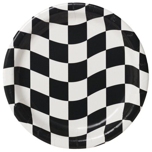 Black & White Check Lunch Plates Paper 18cm  8 Pack