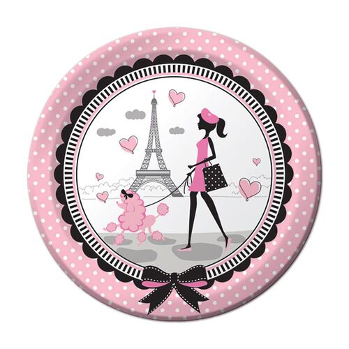 Party in Paris Dinner Plates Paper 22cm 8 Pack