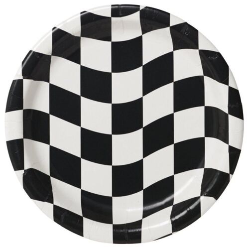 Black & White Check Dinner Plates Paper 22cm 8 Pack