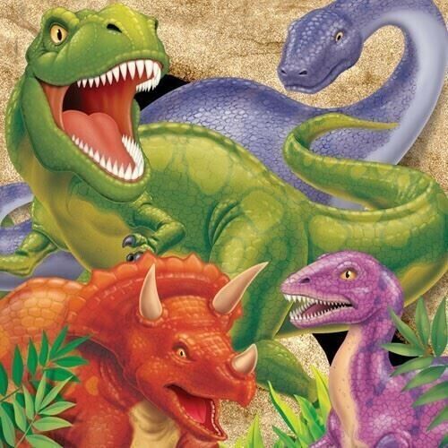  Dino Blast Luncheon Napkins 33cm x 33cm 3 Ply Pack Of 16 