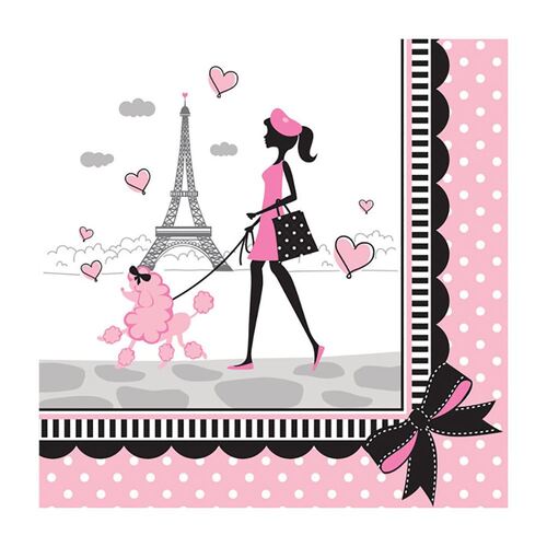 Party In Paris Lunch Napkins 18 Pack