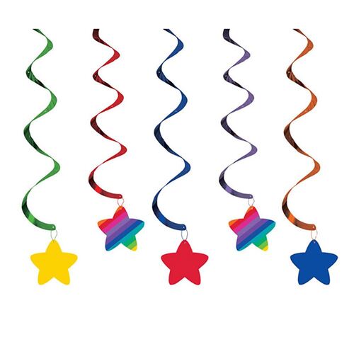 Rainbow & Stars Dizzy Danglers Hanging Swirls 5 Pack
