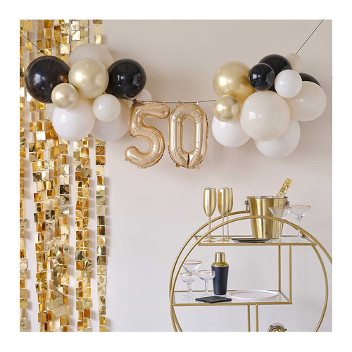 Champagne Noir 50th Birthday Milestone Balloon Bunting Decoration