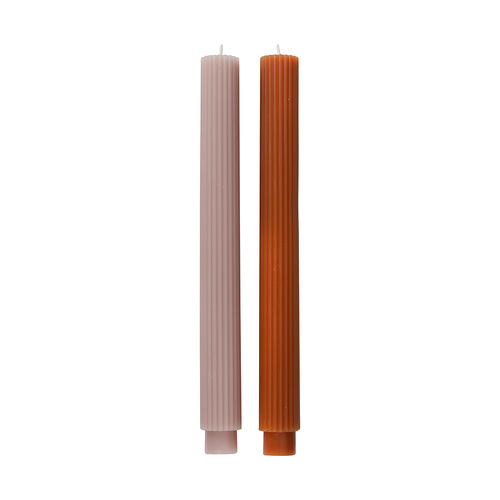 Cosy Copper Christmas Ribbed Dinner Candles 2 Pack