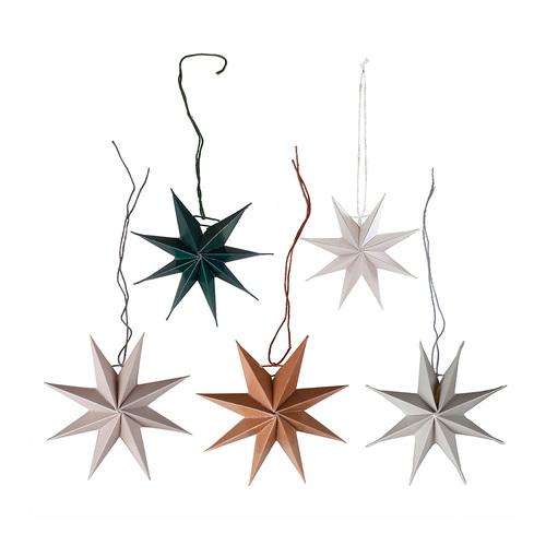 Cosy Copper Paper Star Tree Decorations FSC 5 Pack