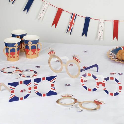 Coronation Party Union Jack Glasses 8 Pack