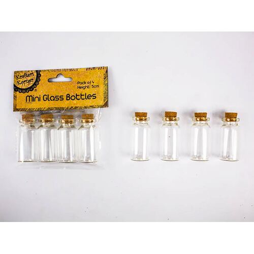 Mini Glass Bottles With Cork Lids Pk4