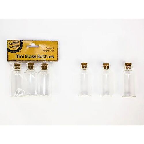 Mini Glass Bottles 7cm 3 Pack