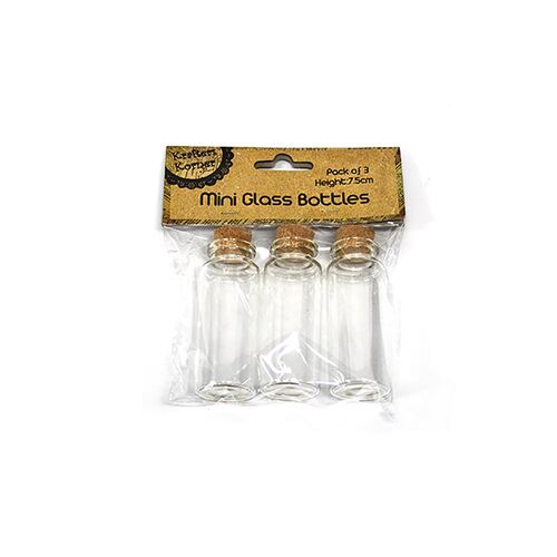 Mini Glass Bottles With Cork Lids Pk3